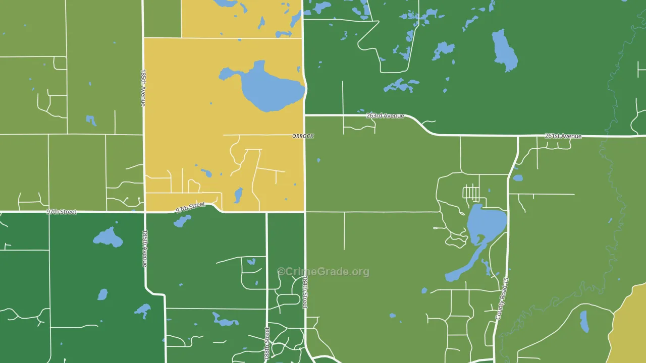 Orrock, MN Map of Robbery Rates