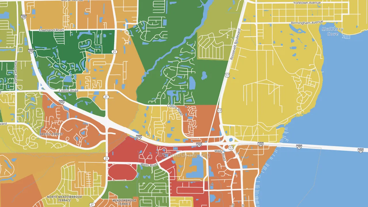 Ortega Hills, Jacksonville, FL Map of Robbery Rates