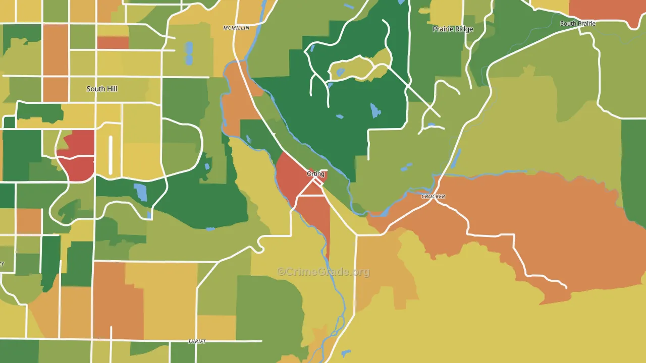 Orting, WA Map of Robbery Rates
