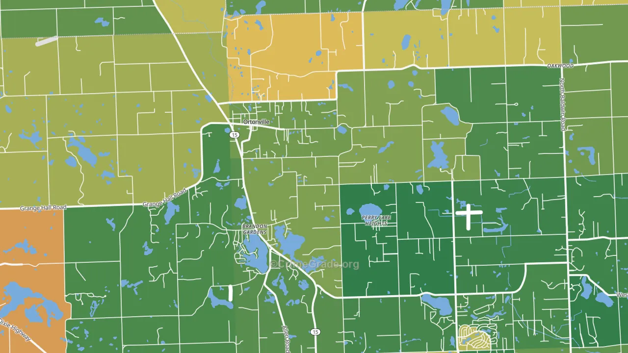 Ortonville, MI Map of Robbery Rates