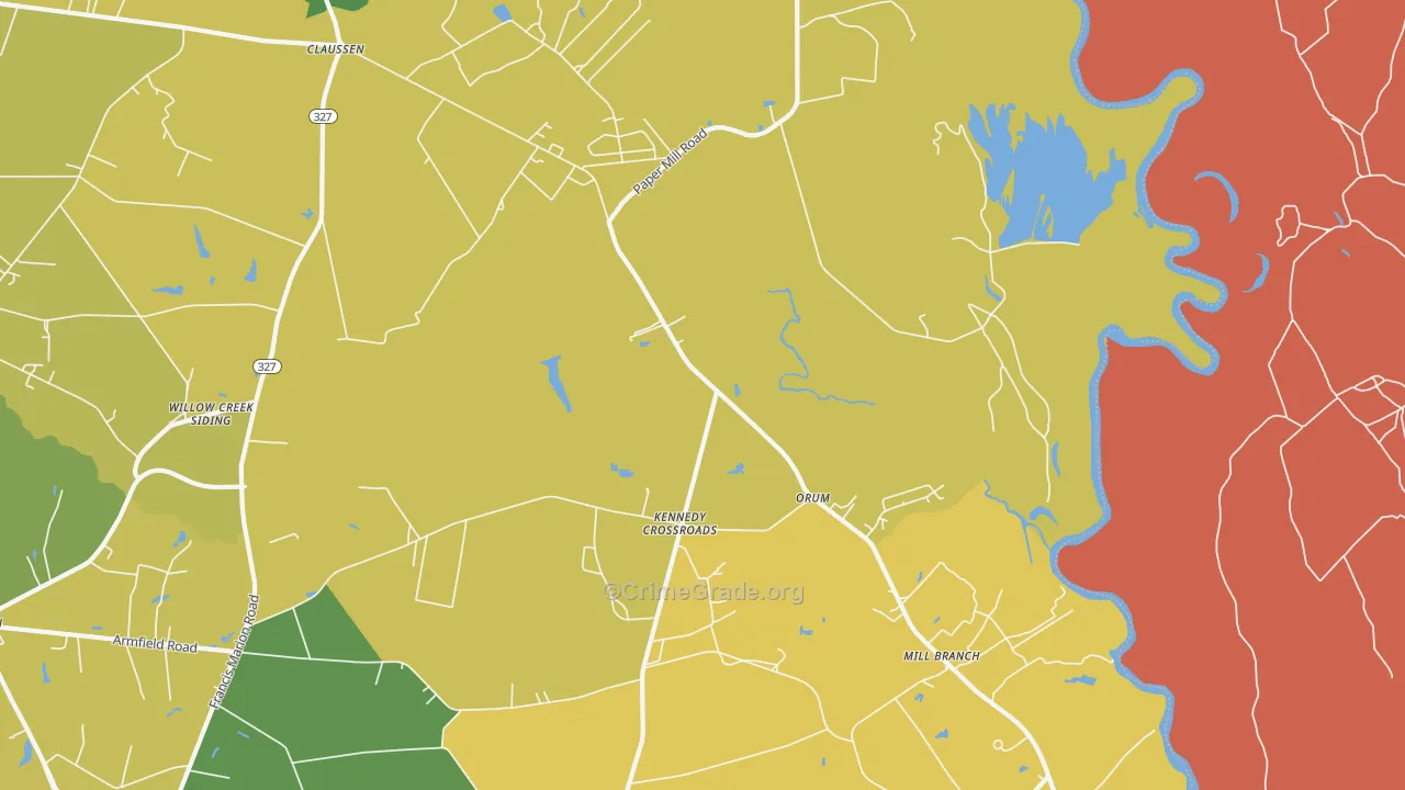 Orum, SC Map of Robbery Rates