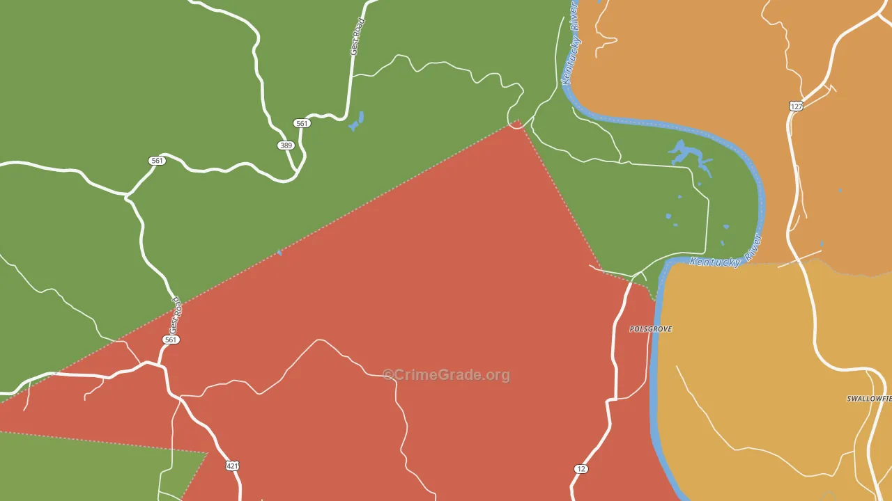 Orville, KY Map of Robbery Rates