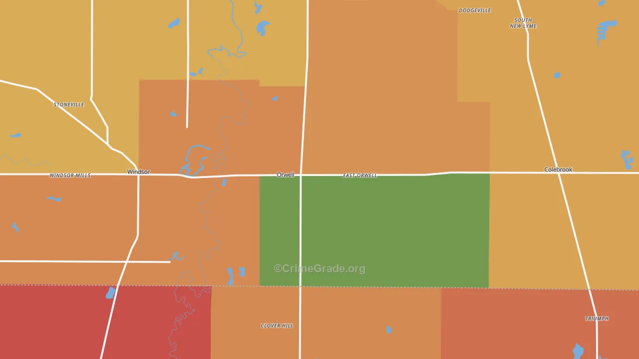 Orwell, OH Map of Robbery Rates