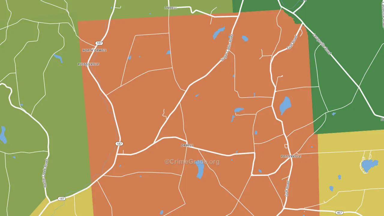 Orwell, PA Map of Robbery Rates