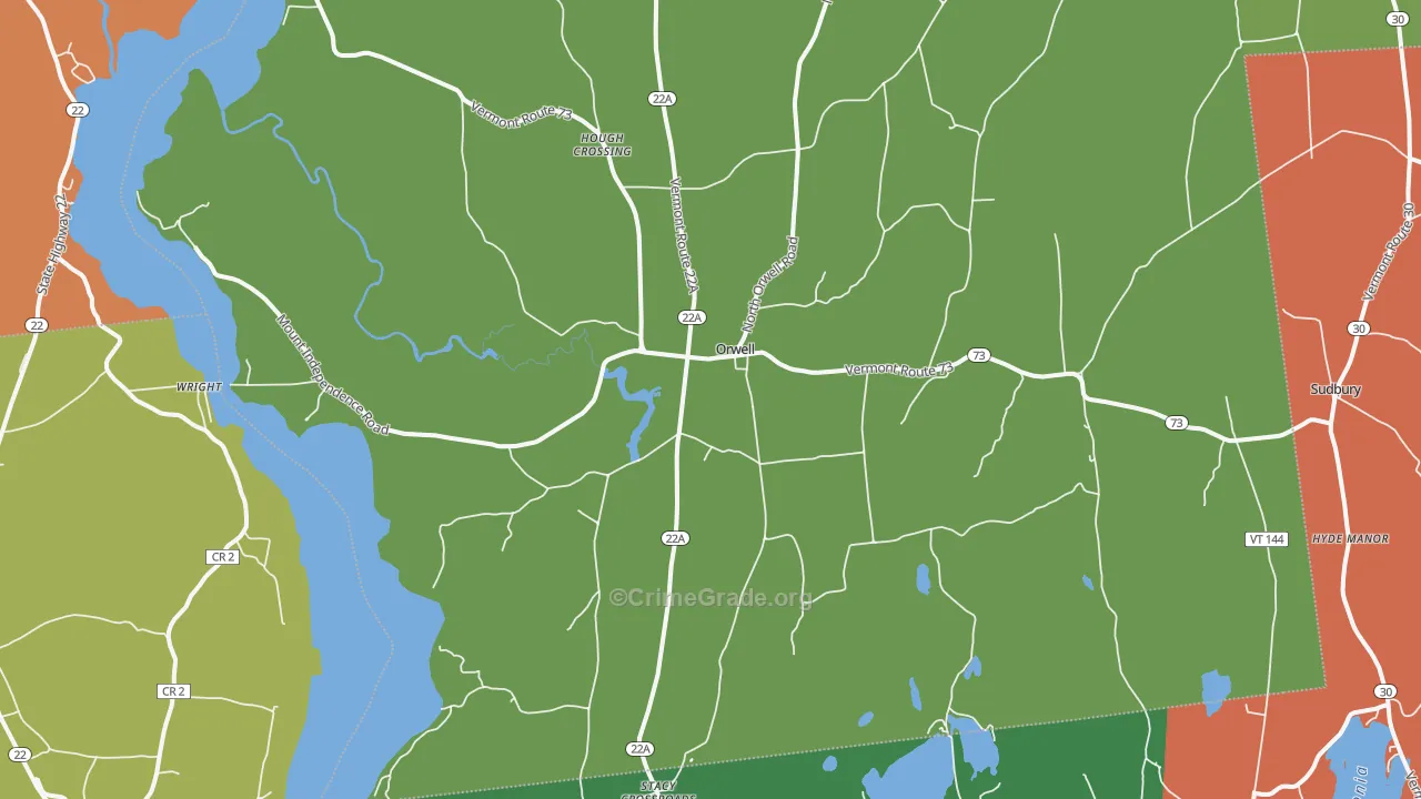 Orwell, VT Map of Robbery Rates