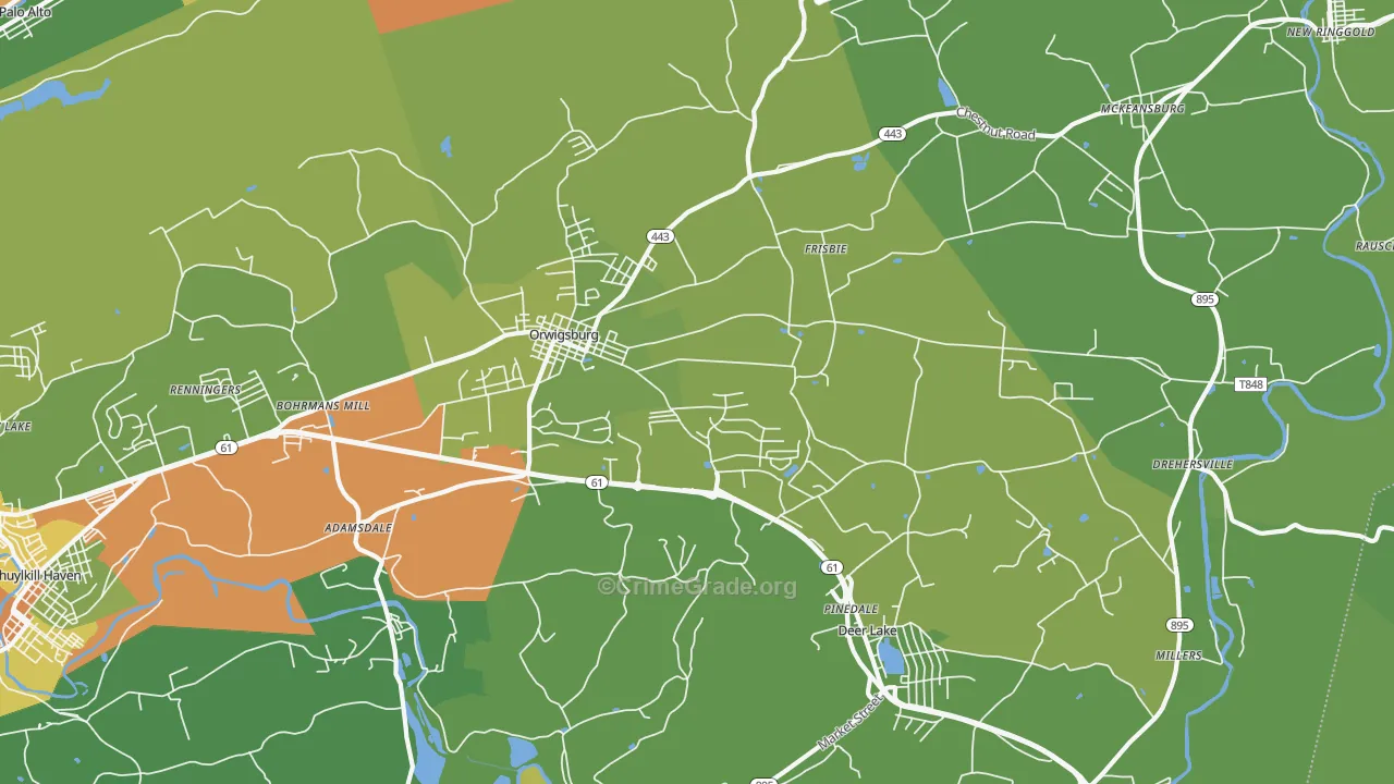 Orwigsburg, PA Map of Robbery Rates