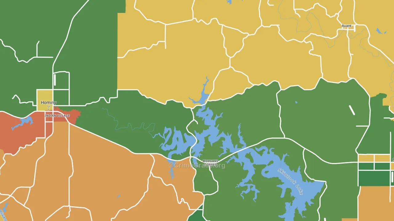 Osage County, OK Map of Robbery Rates