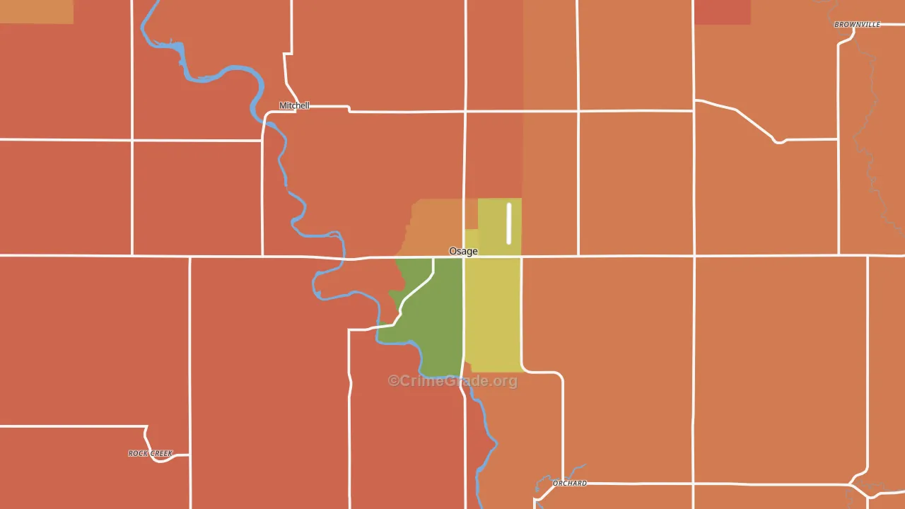 Osage, IA Map of Robbery Rates