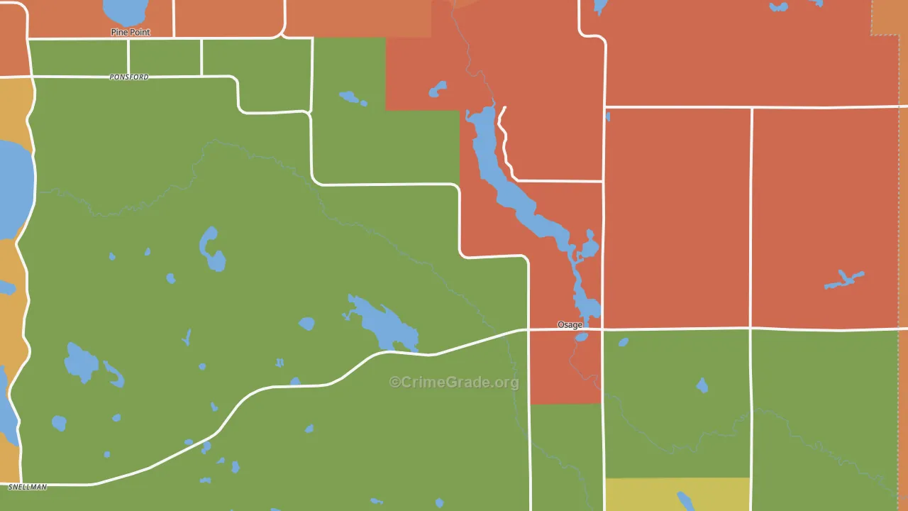 Osage, MN Map of Robbery Rates