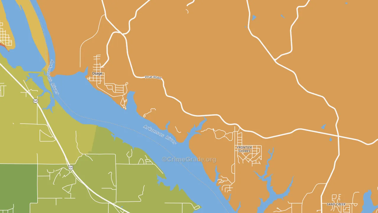 Osage, OK Map of Robbery Rates