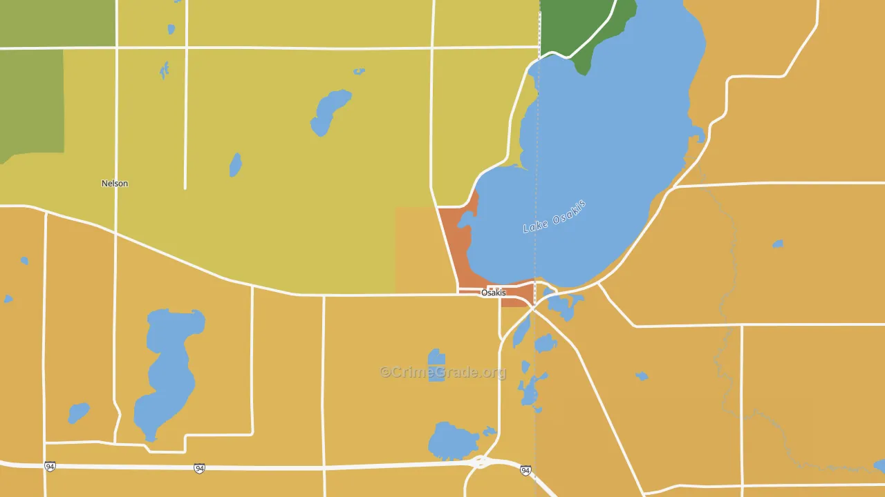 Osakis, MN Map of Robbery Rates