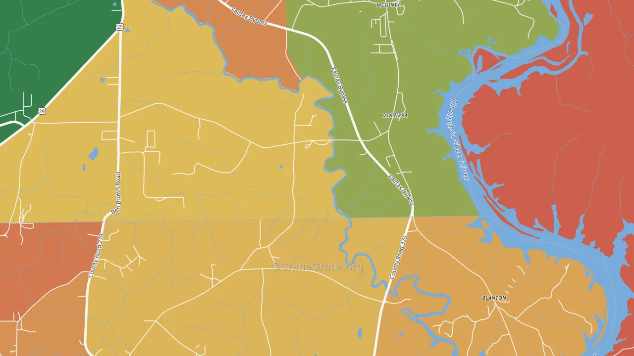 Osanippa, AL Map of Robbery Rates