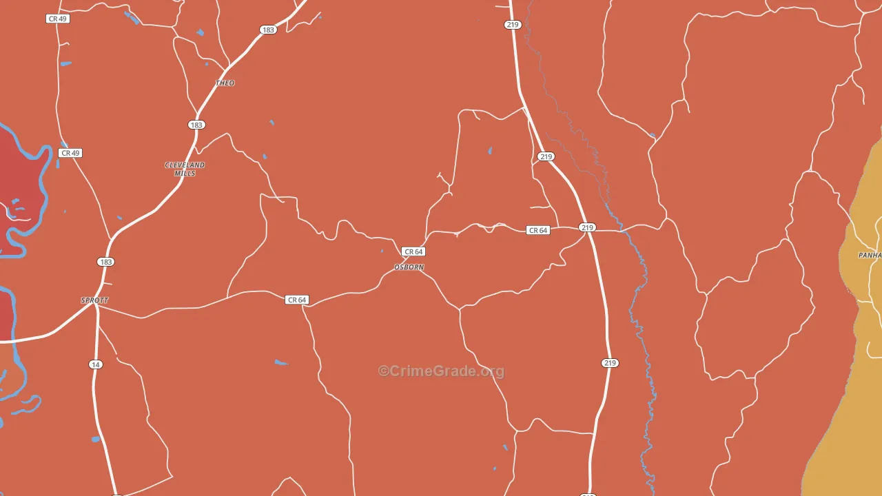 Osborn, AL Map of Robbery Rates