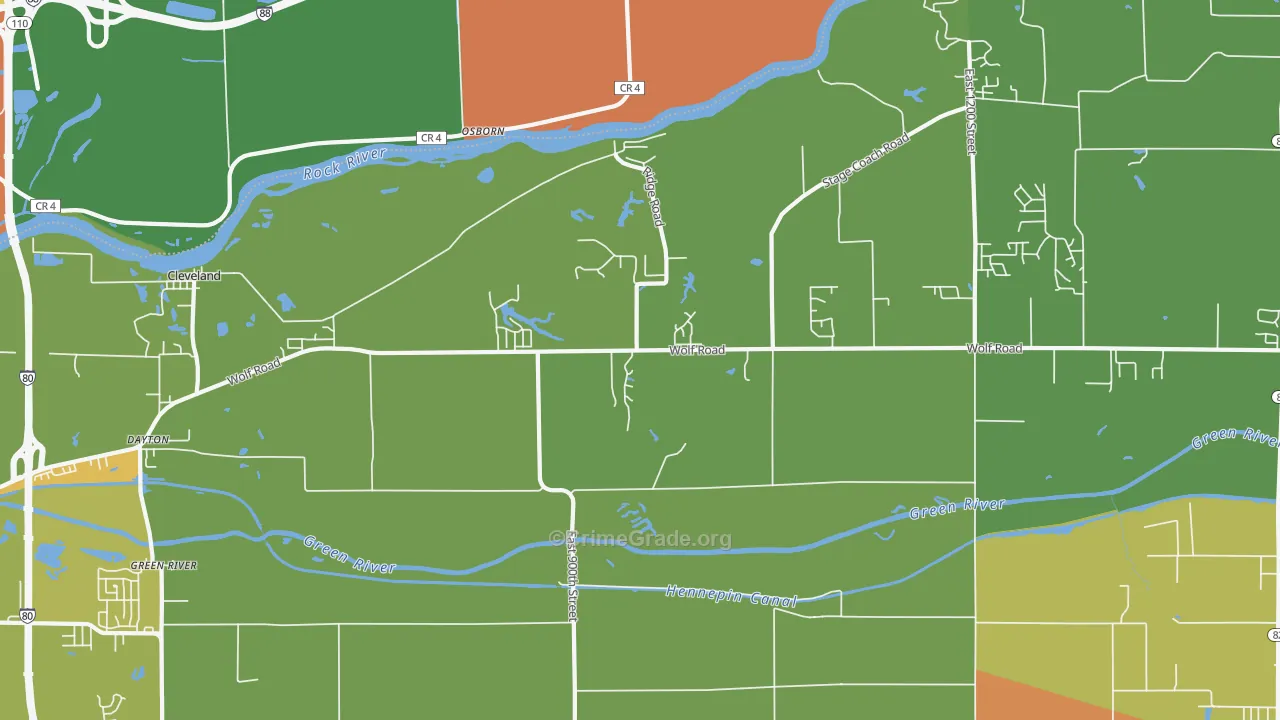 Osborn, IL Map of Robbery Rates