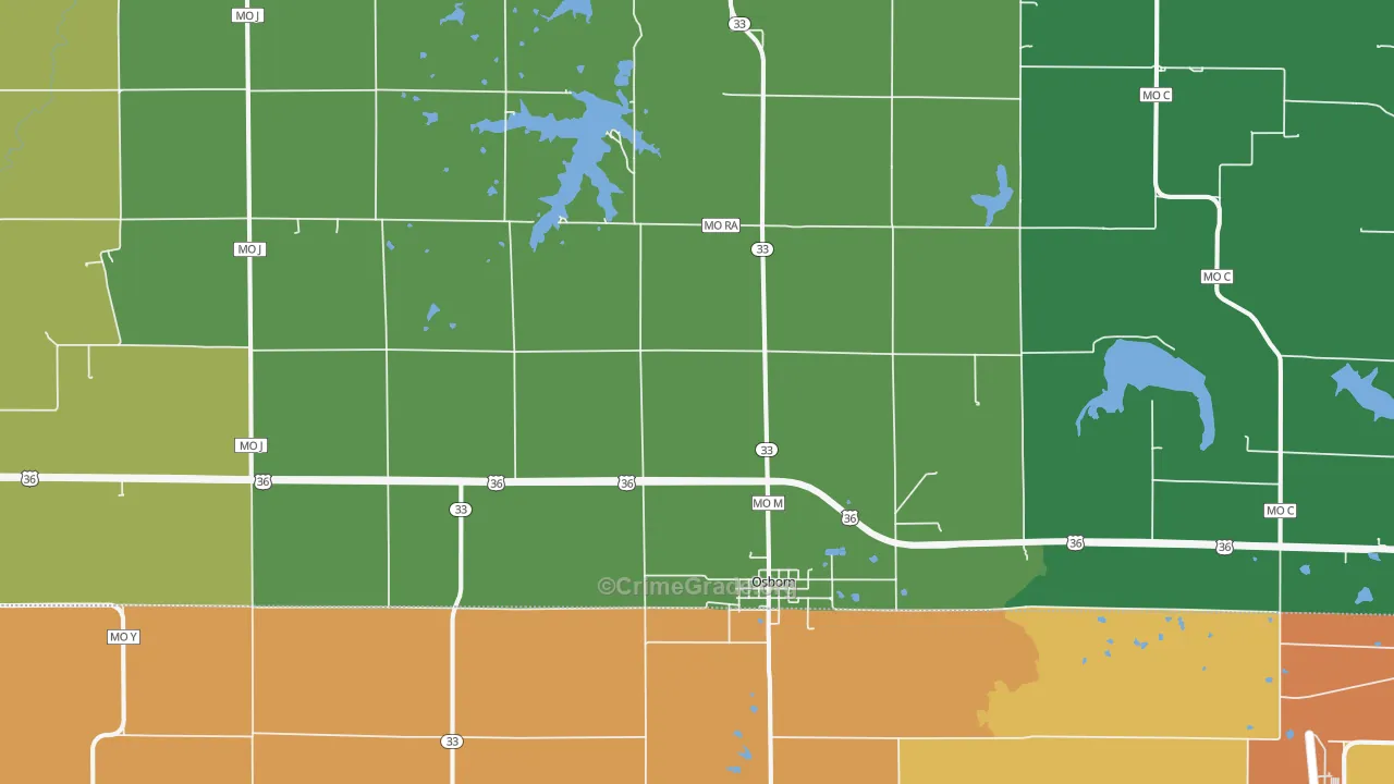 Osborn, MO Map of Robbery Rates