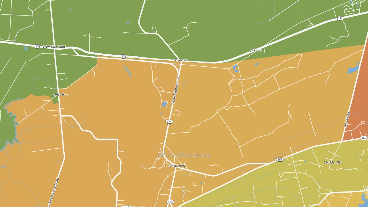 Osborn, SC Map of Robbery Rates