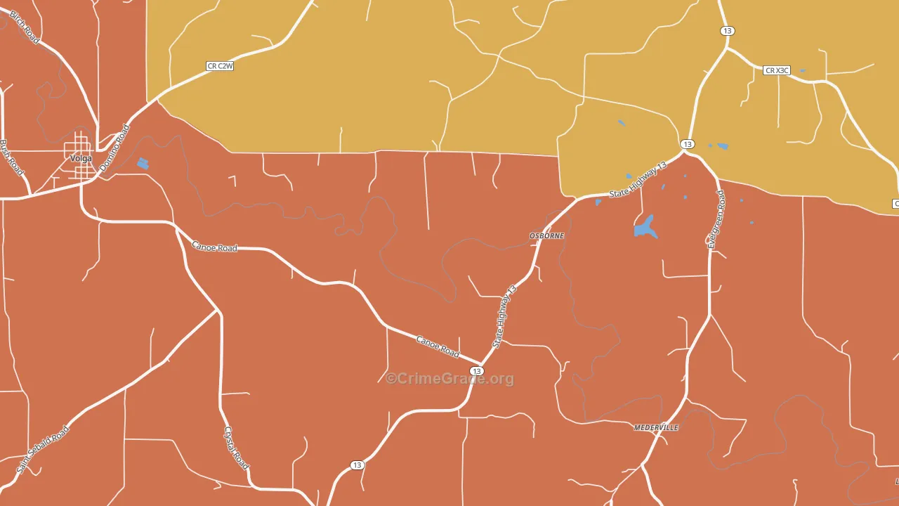Osborne, IA Map of Robbery Rates