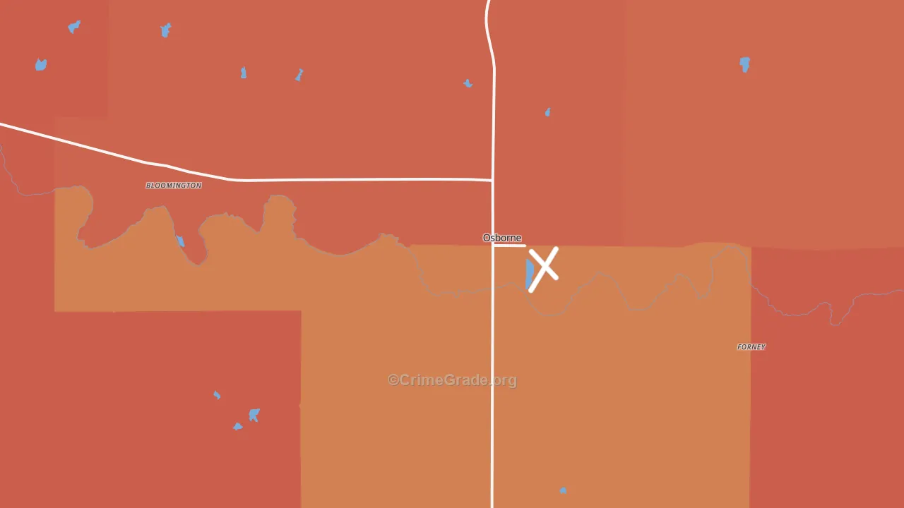 Osborne, KS Map of Robbery Rates