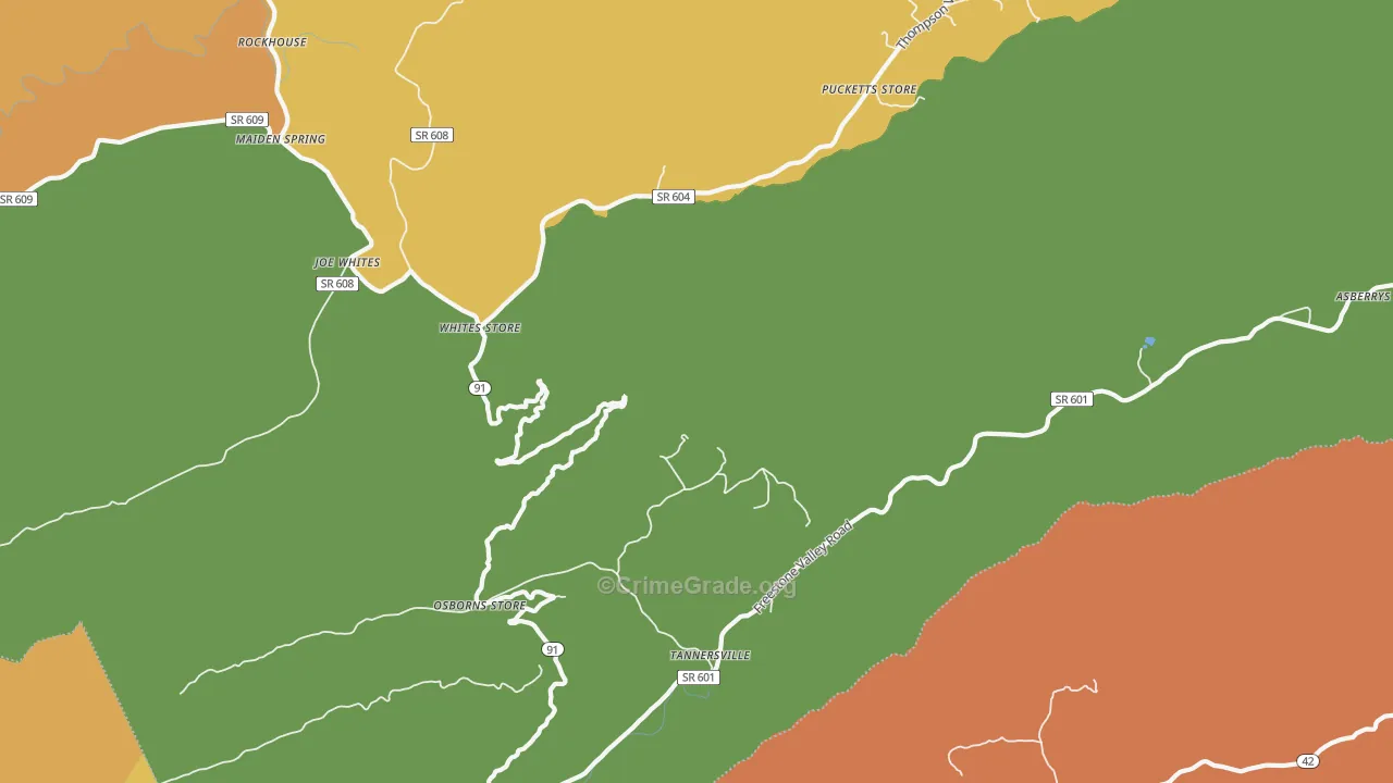 Osborns Store, VA Map of Robbery Rates