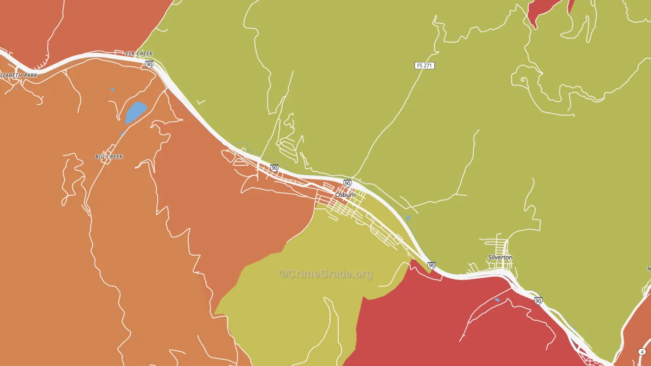 Osburn, ID Map of Robbery Rates