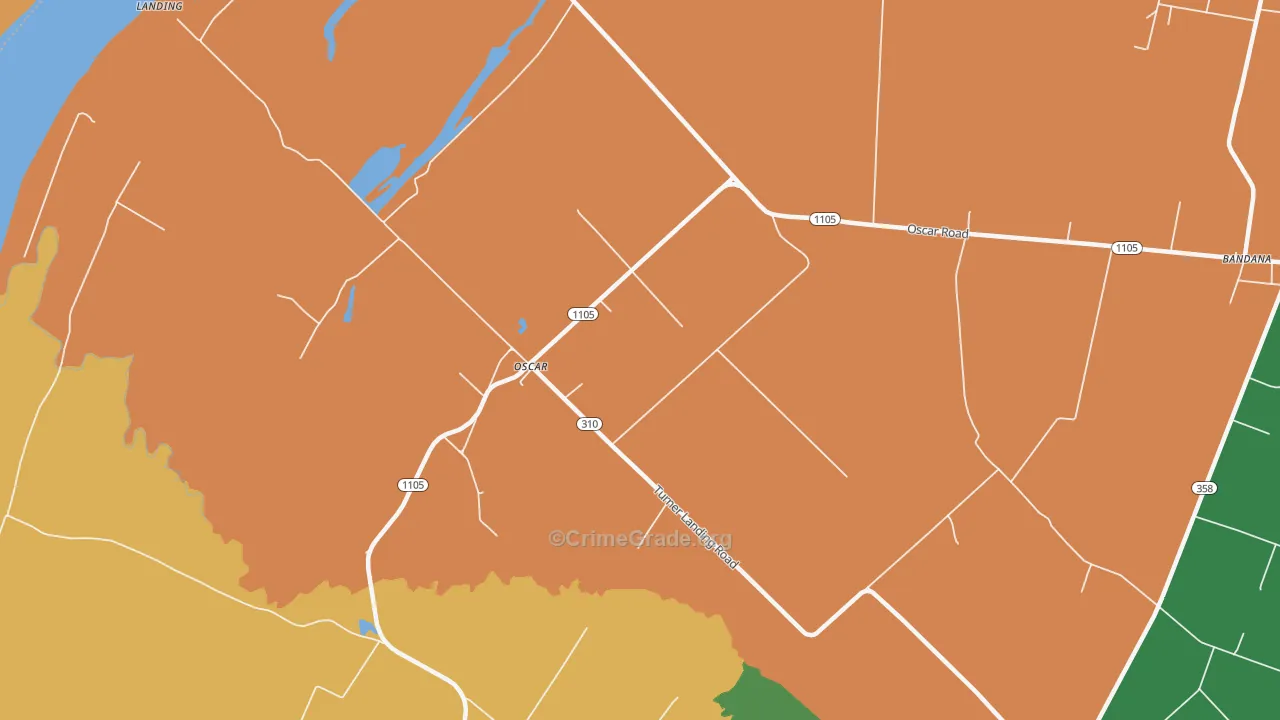 Oscar, KY Map of Robbery Rates