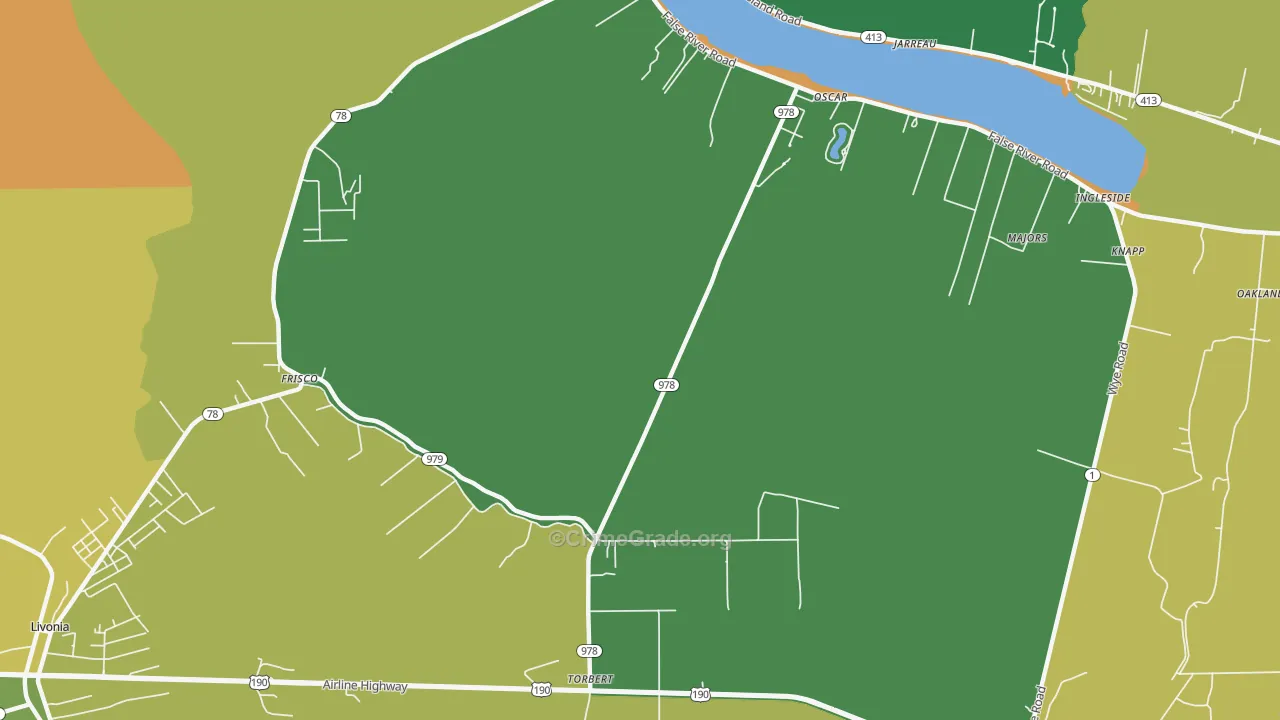 Oscar, LA Map of Robbery Rates