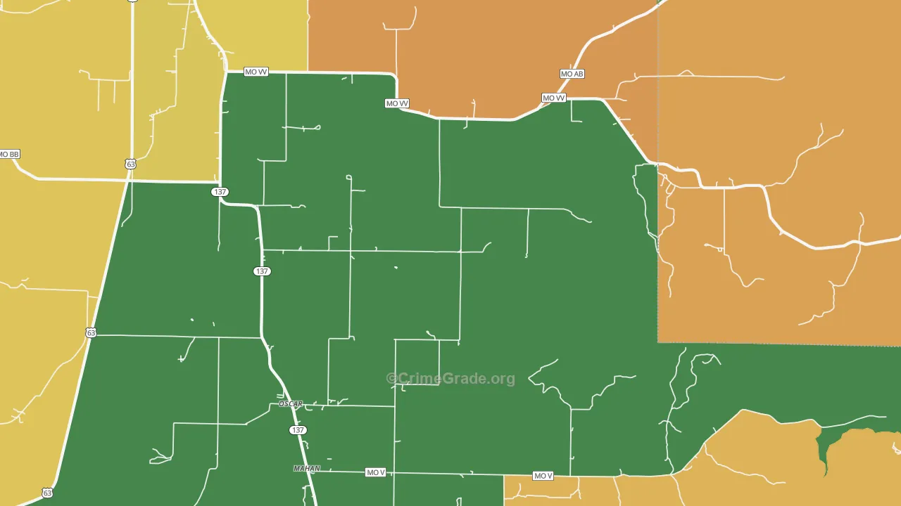 Oscar, MO Map of Robbery Rates