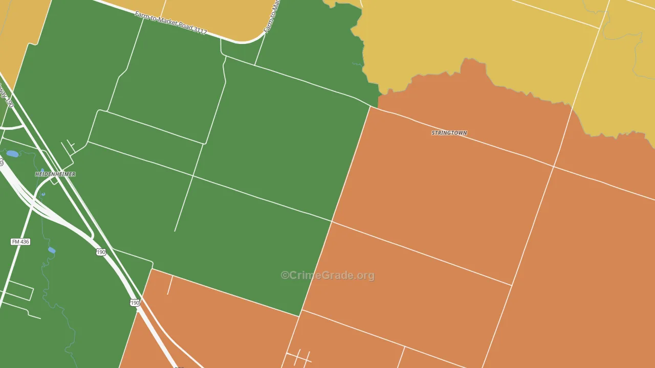 Oscar, TX Map of Robbery Rates