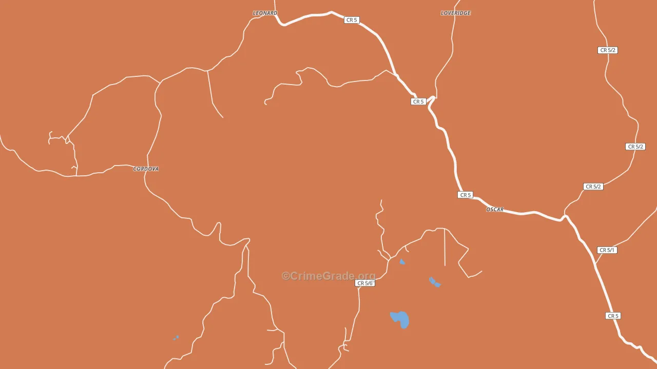 Oscar, WV Map of Robbery Rates