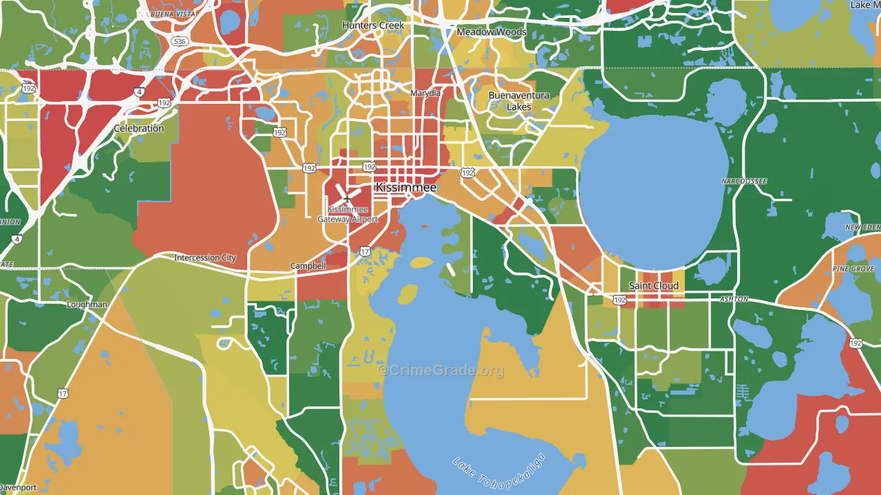 Osceola County, FL Map of Robbery Rates