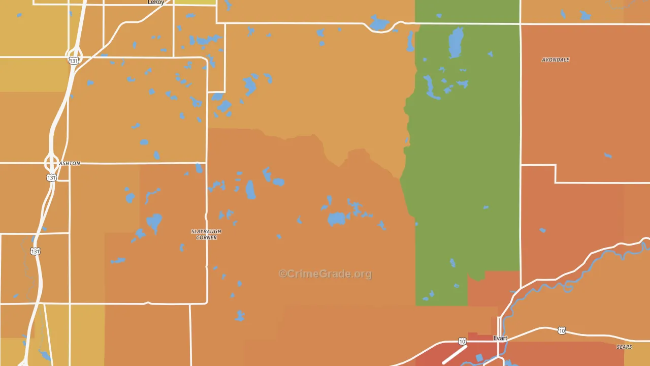 Osceola County, MI Map of Robbery Rates
