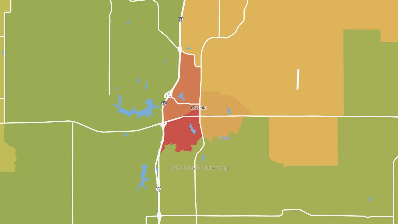Osceola, IA Map of Robbery Rates