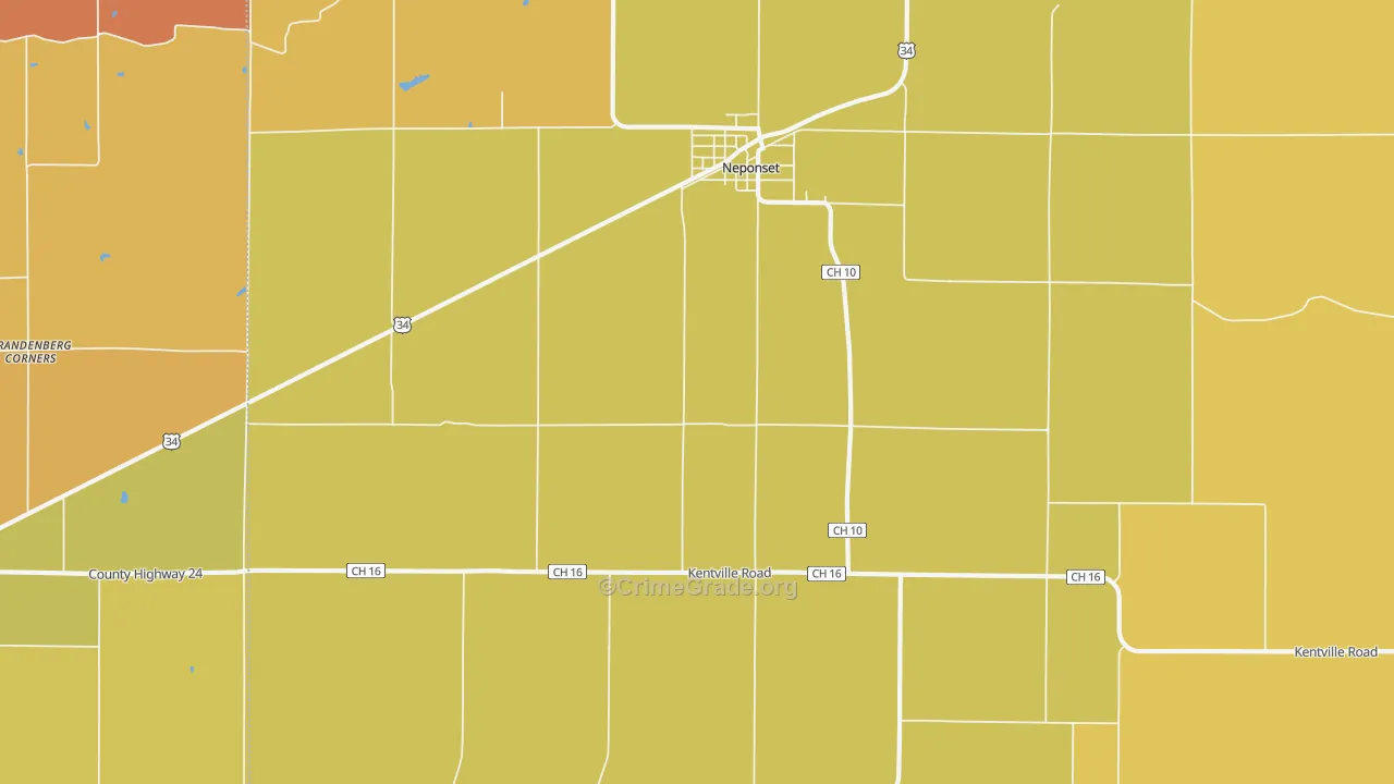 Osceola, IL Map of Robbery Rates