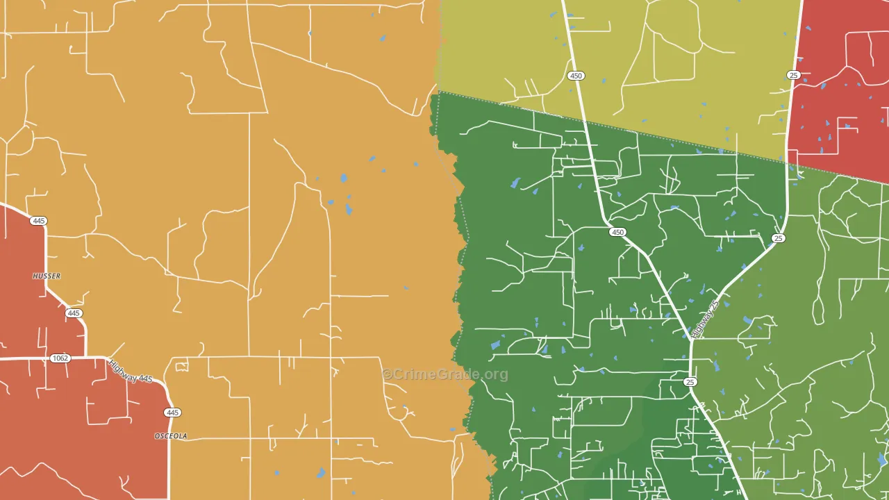 Osceola, LA Map of Robbery Rates
