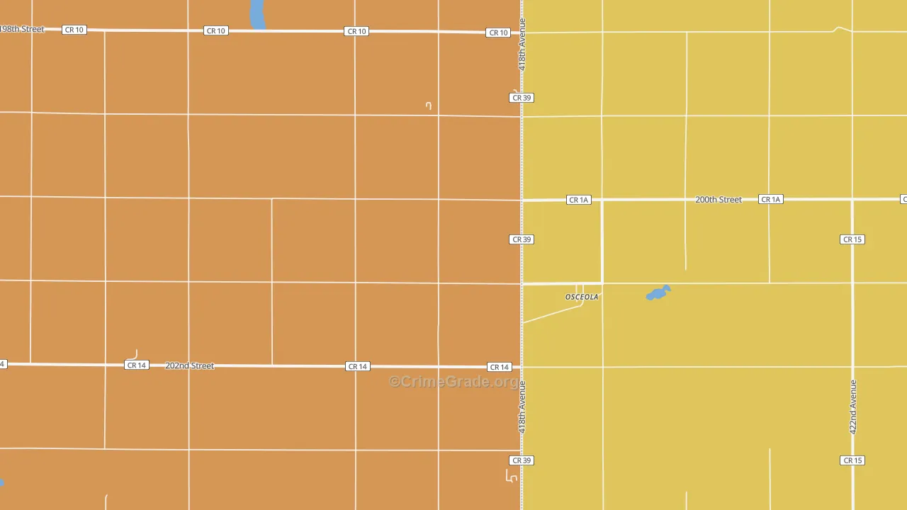Osceola, SD Map of Robbery Rates