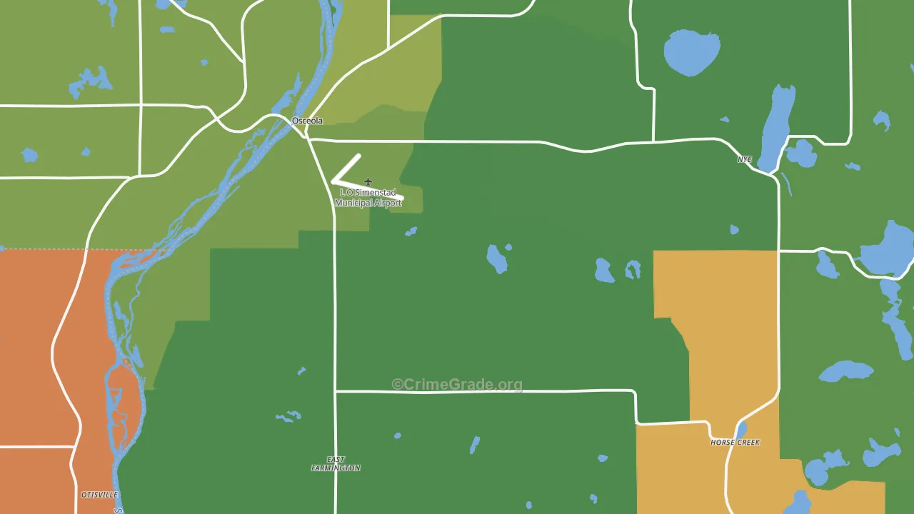 Osceola, WI Map of Robbery Rates