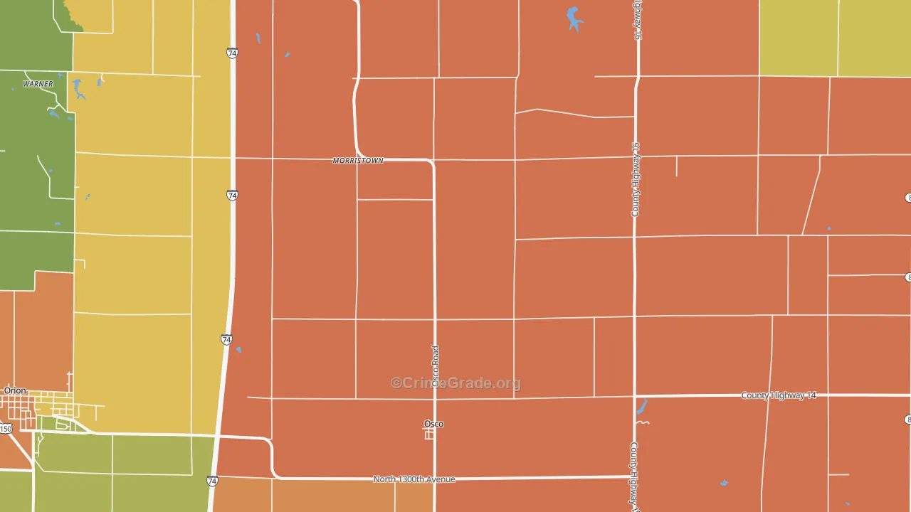 Osco, IL Map of Robbery Rates