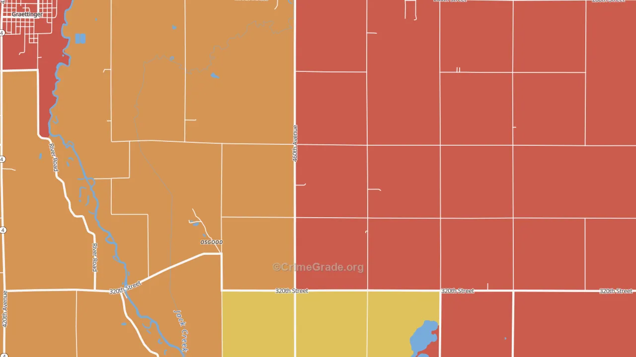 Osgood, IA Map of Robbery Rates
