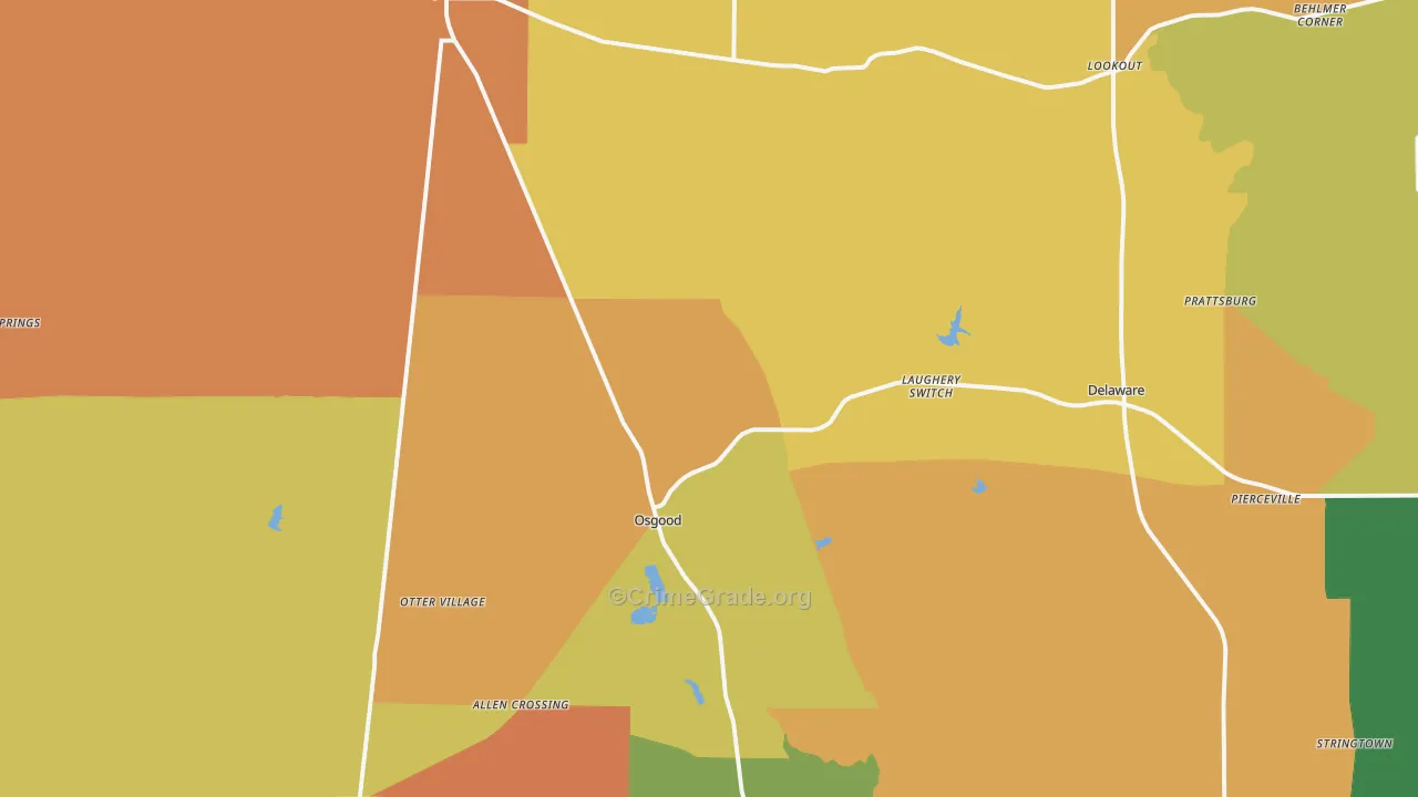 Osgood, IN Map of Robbery Rates