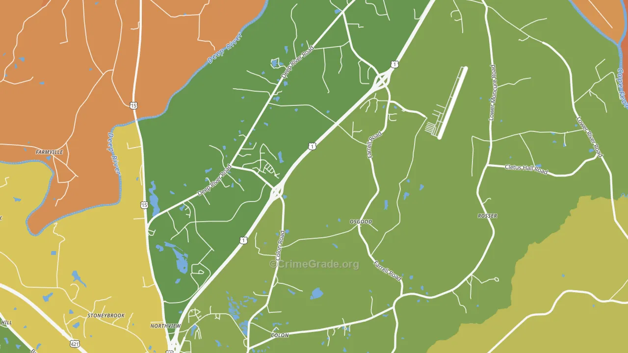 Osgood, NC Map of Robbery Rates