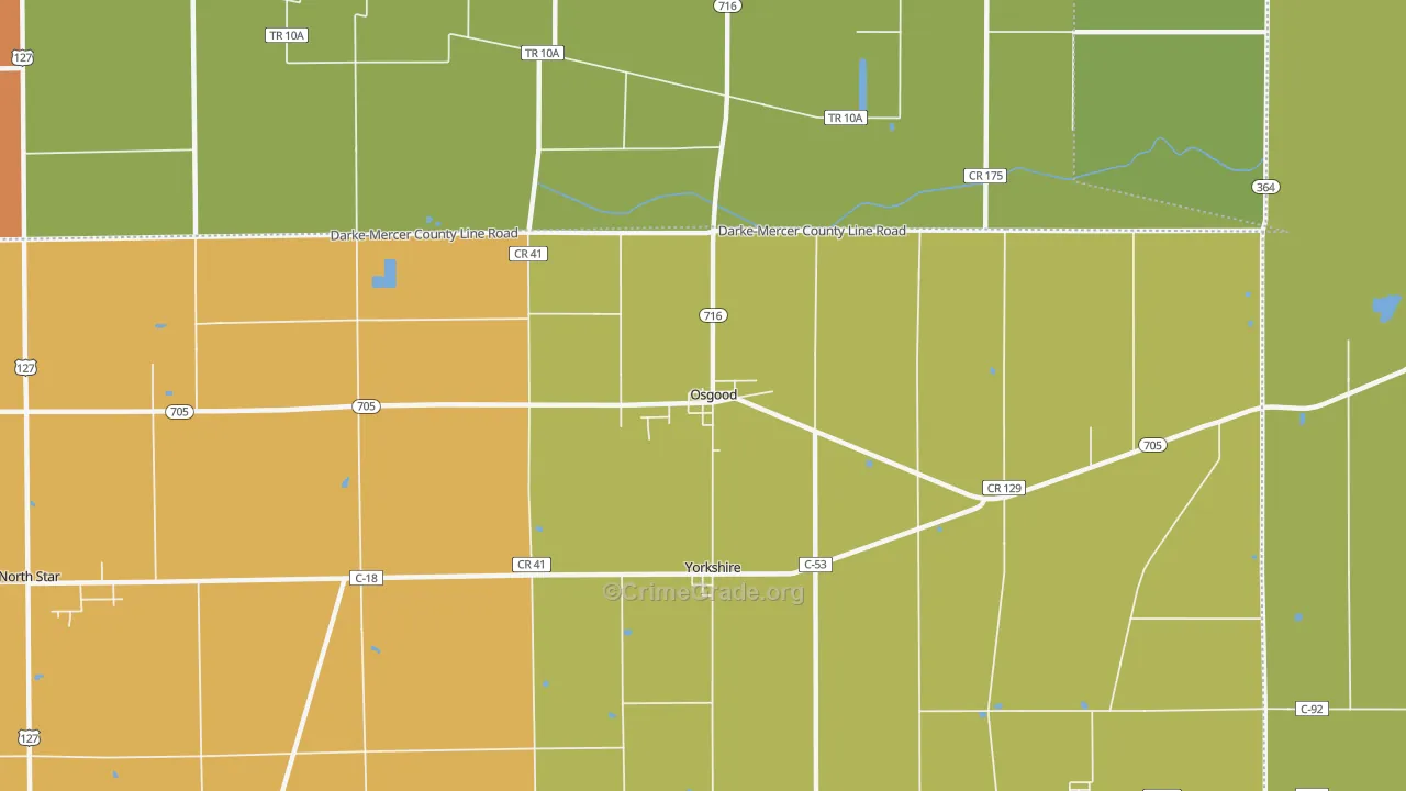 Osgood, OH Map of Robbery Rates