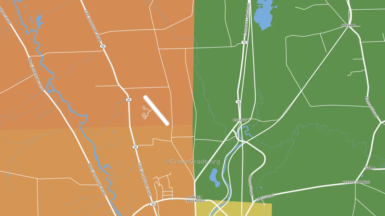 Osgood, PA Map of Robbery Rates