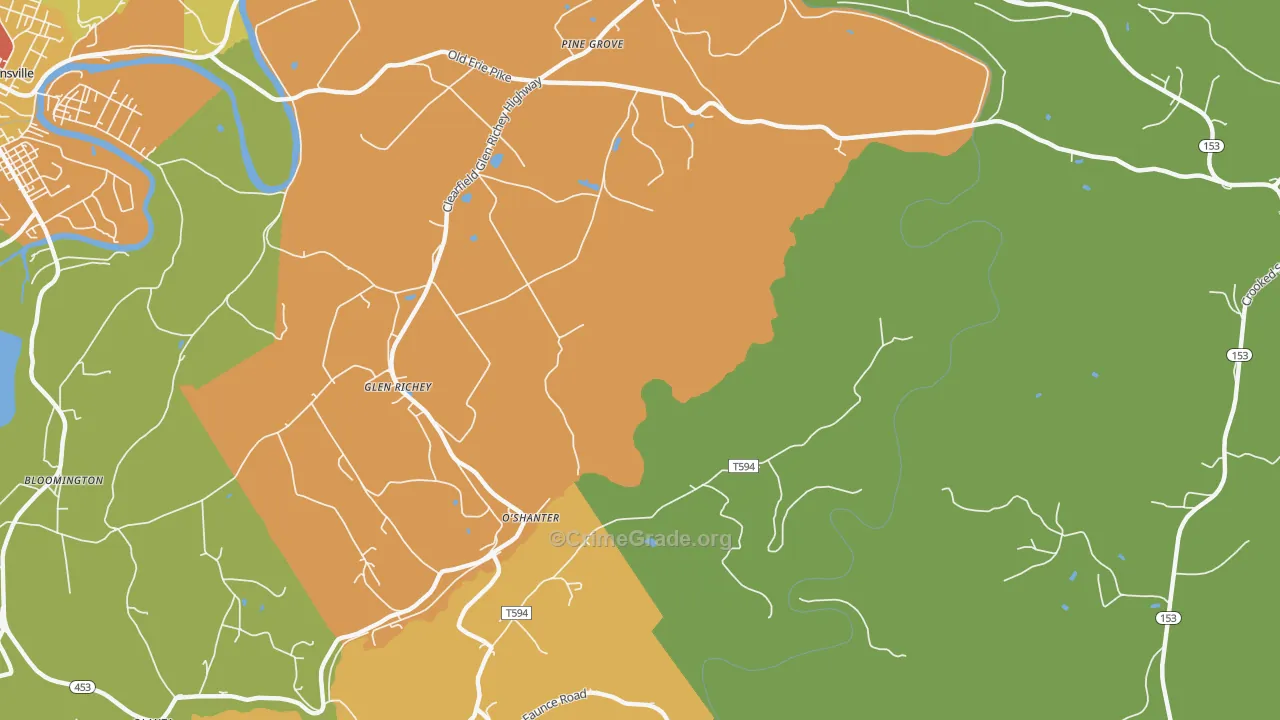 Oshanter, PA Map of Robbery Rates