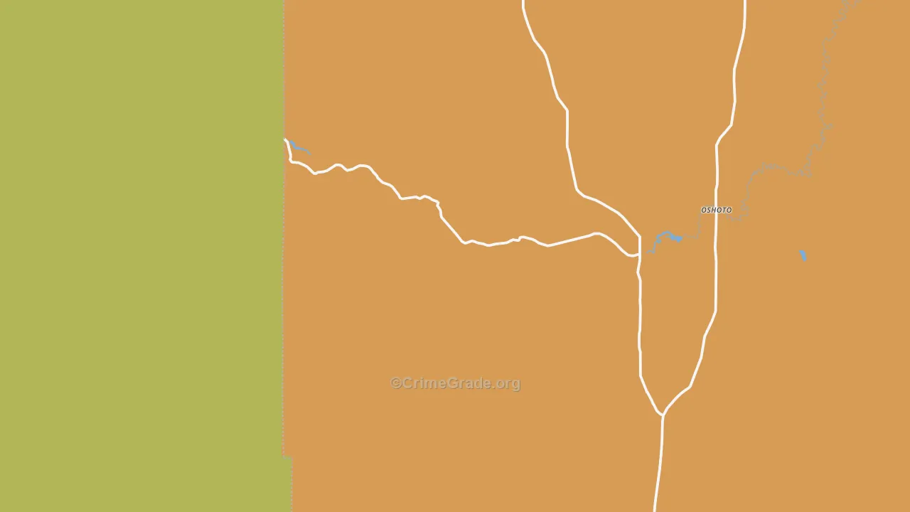 Oshoto, WY Map of Robbery Rates