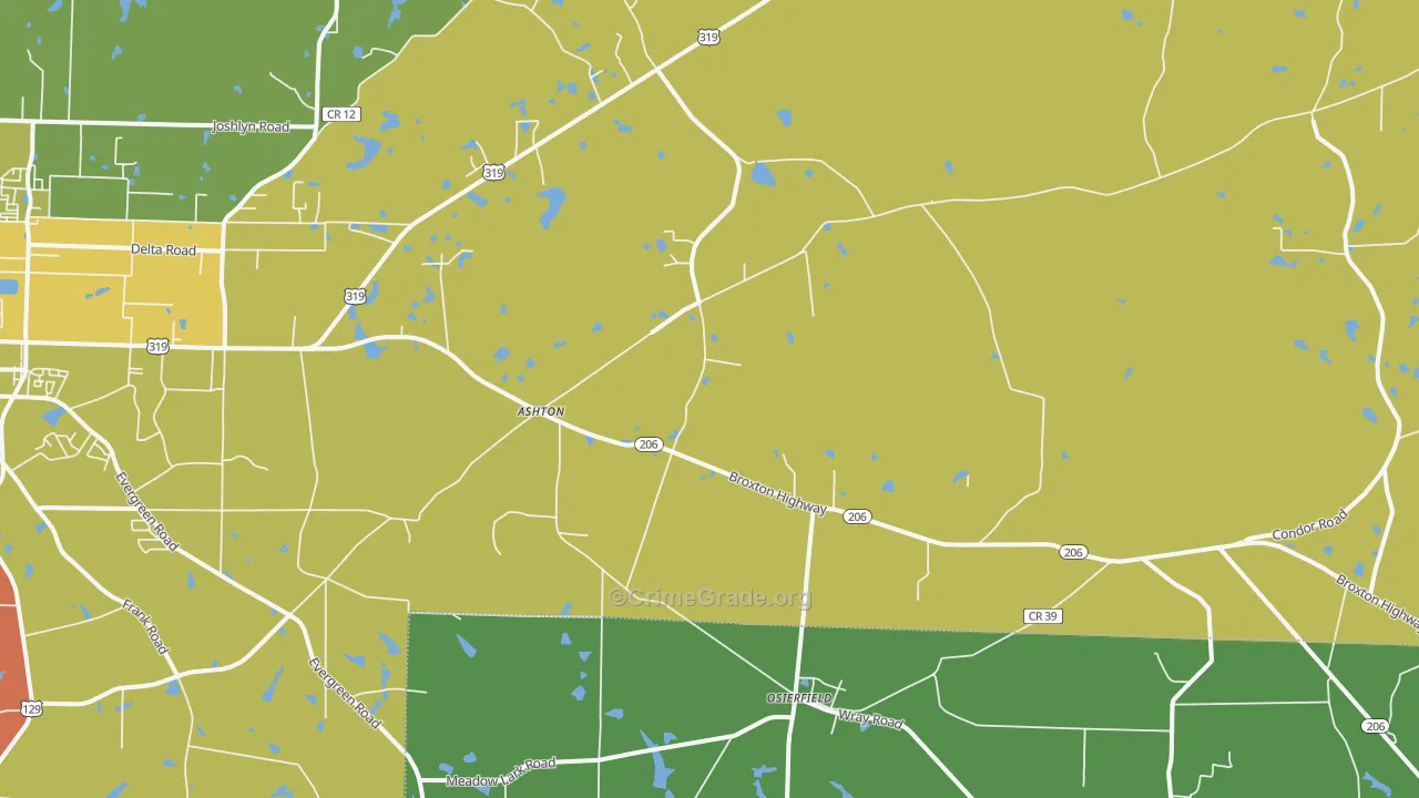 Osierfield, GA Map of Robbery Rates