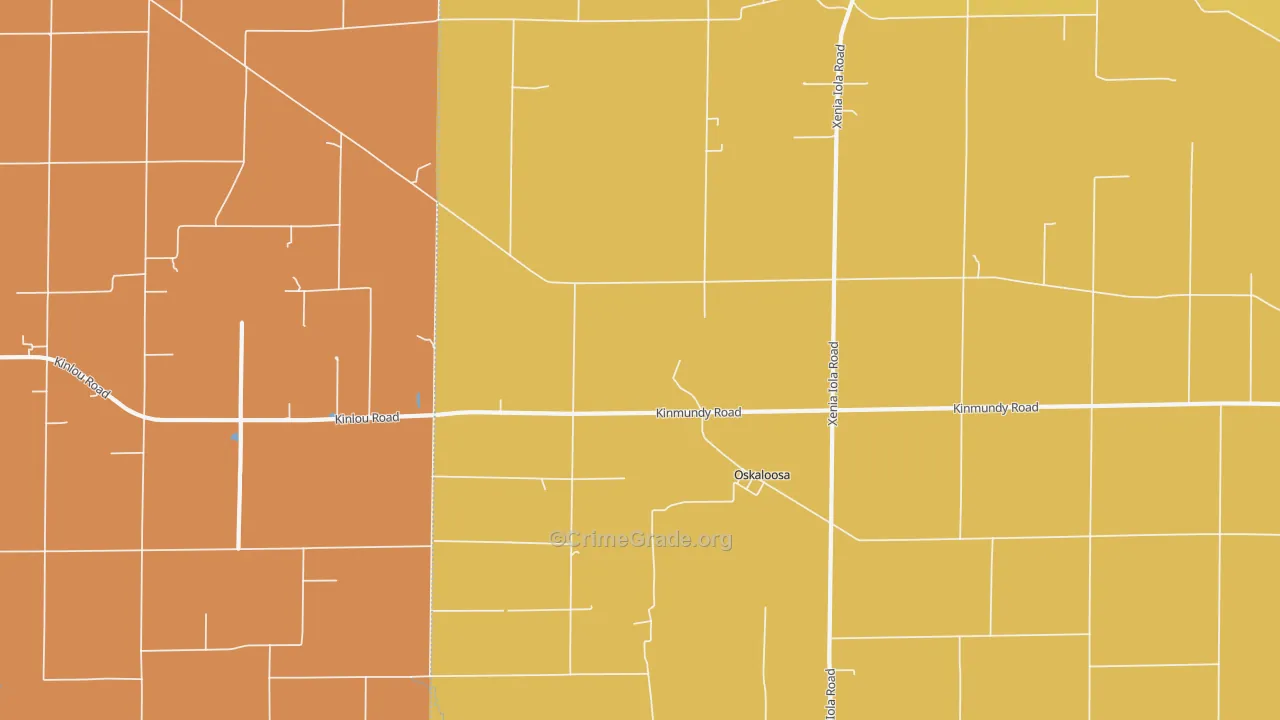 Oskaloosa, IL Map of Robbery Rates