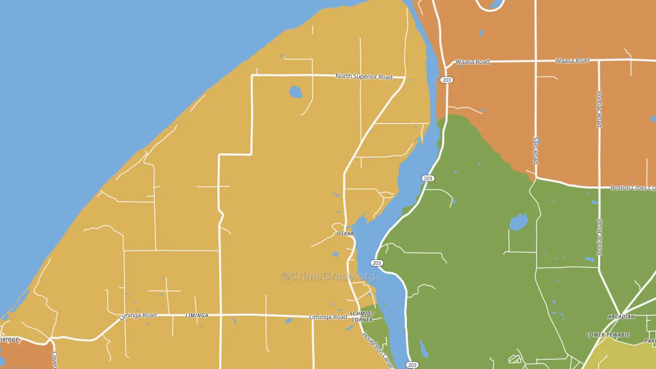 Oskar, MI Map of Robbery Rates