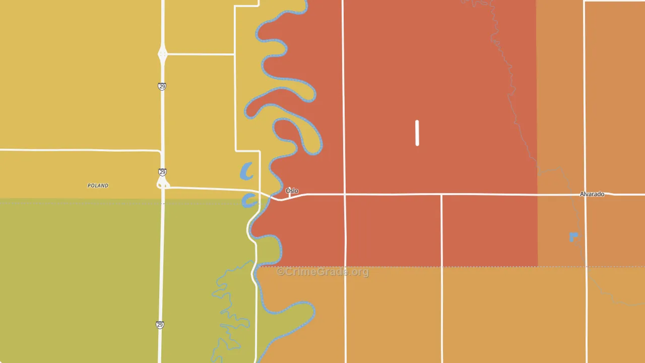 Oslo, MN Map of Robbery Rates
