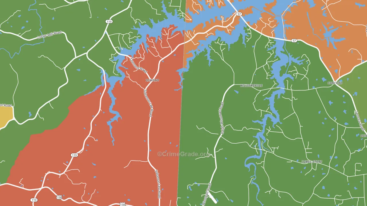Osmond, NC Map of Robbery Rates