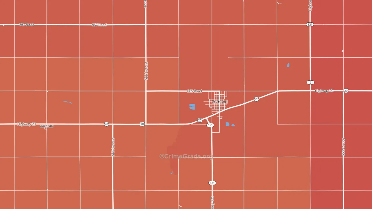Osmond, NE Map of Robbery Rates